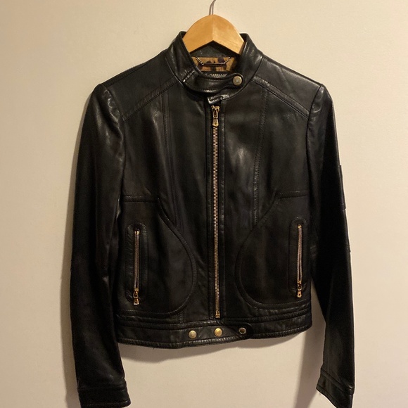 Dolce & Gabbana Jackets & Blazers - NWOT Authentic Dolce and Gabbana leather biker jacket with leopard lining